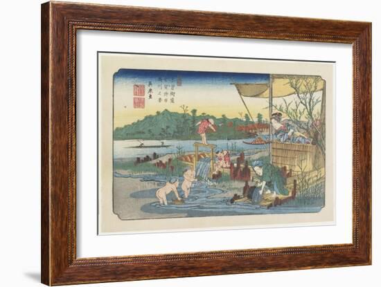 No.13 View of the Tori-Kawa River at Kuragano Station, 1830-1844-Keisai Eisen-Framed Giclee Print