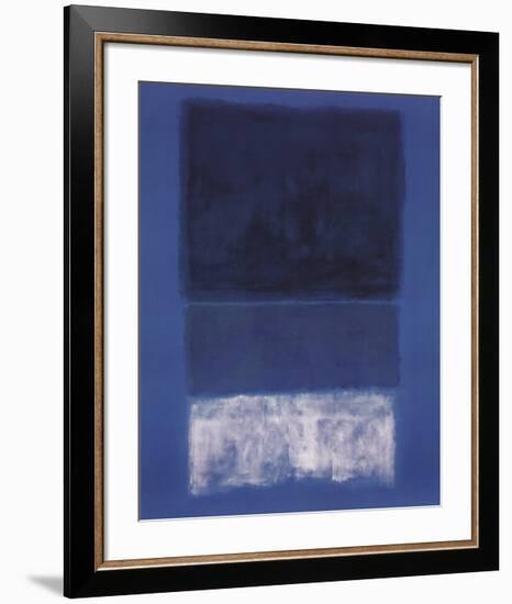 No 14. White and Greens in Blue-Mark Rothko-Framed Art Print