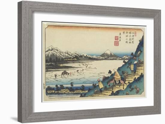 No.31: View of Lake Suwa as Seen from Shiojiri Pass, 1835-1836-Keisai Eisen-Framed Giclee Print