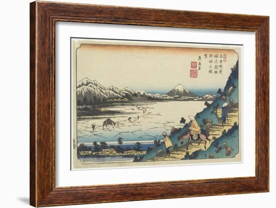 No.31: View of Lake Suwa as Seen from Shiojiri Pass, 1835-1836-Keisai Eisen-Framed Giclee Print