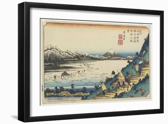 No.31: View of Lake Suwa as Seen from Shiojiri Pass, 1835-1836-Keisai Eisen-Framed Giclee Print