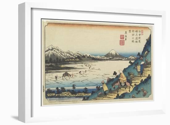 No.31: View of Lake Suwa as Seen from Shiojiri Pass, 1835-1836-Keisai Eisen-Framed Giclee Print