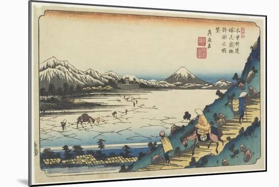 No.31: View of Lake Suwa as Seen from Shiojiri Pass, 1835-1836-Keisai Eisen-Mounted Giclee Print