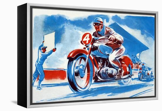 No. 4 Motorcycle-null-Framed Stretched Canvas