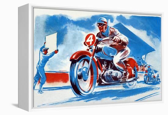 No. 4 Motorcycle-null-Framed Stretched Canvas