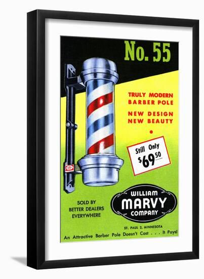 No. 55 Truly Modern Barber Pole-Curt Teich & Company-Framed Art Print