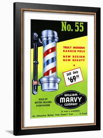 No. 55 Truly Modern Barber Pole-Curt Teich & Company-Framed Art Print