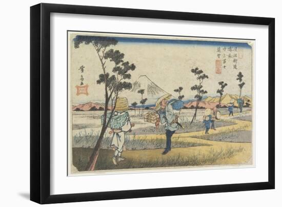 No.8 Distant View of Mt. Fuji as Seen from Fukiage Near Konosu Station, 1830-1844-Keisai Eisen-Framed Giclee Print