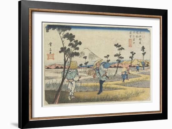 No.8 Distant View of Mt. Fuji as Seen from Fukiage Near Konosu Station, 1830-1844-Keisai Eisen-Framed Giclee Print