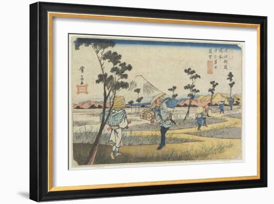 No.8 Distant View of Mt. Fuji as Seen from Fukiage Near Konosu Station, 1830-1844-Keisai Eisen-Framed Giclee Print