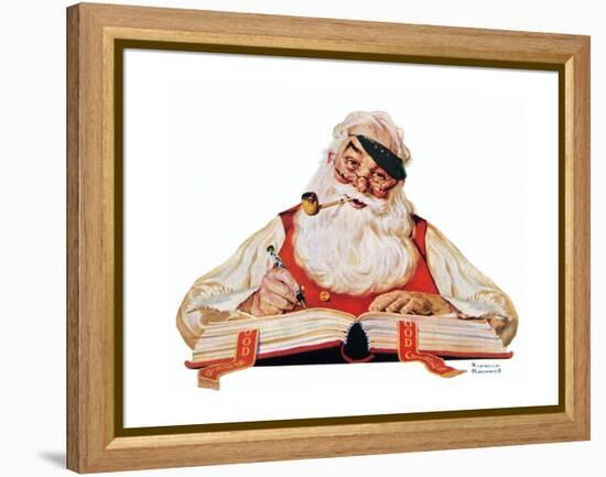 No Christmas Problem Now (or Santa with a Parker Pen)-Norman Rockwell-Framed Premier Image Canvas