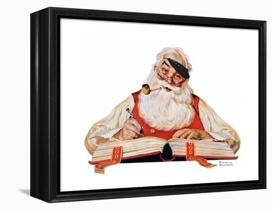 No Christmas Problem Now (or Santa with a Parker Pen)-Norman Rockwell-Framed Premier Image Canvas