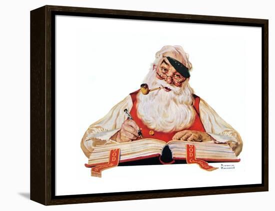 No Christmas Problem Now (or Santa with a Parker Pen)-Norman Rockwell-Framed Premier Image Canvas