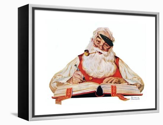 No Christmas Problem Now (or Santa with a Parker Pen)-Norman Rockwell-Framed Premier Image Canvas