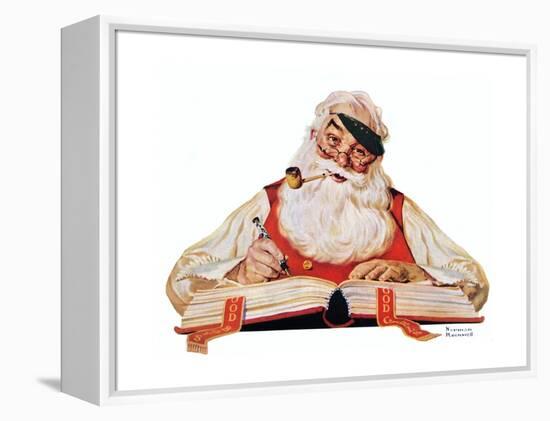 No Christmas Problem Now (or Santa with a Parker Pen)-Norman Rockwell-Framed Premier Image Canvas