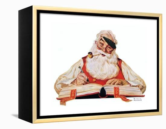 No Christmas Problem Now (or Santa with a Parker Pen)-Norman Rockwell-Framed Premier Image Canvas