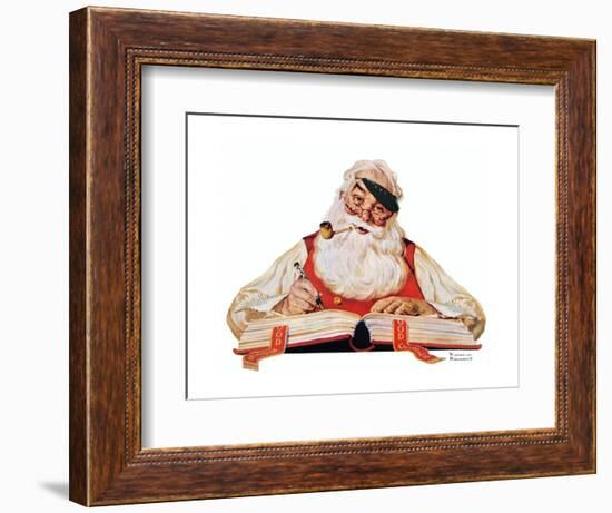 No Christmas Problem Now (or Santa with a Parker Pen)-Norman Rockwell-Framed Giclee Print