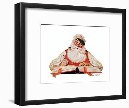 No Christmas Problem Now (or Santa with a Parker Pen)-Norman Rockwell-Framed Giclee Print