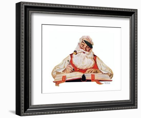 No Christmas Problem Now (or Santa with a Parker Pen)-Norman Rockwell-Framed Giclee Print