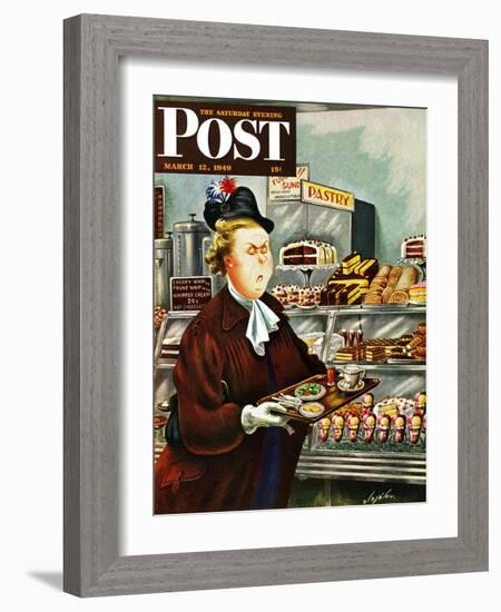 "NO Desserts," Saturday Evening Post Cover, March 12, 1949-Constantin Alajalov-Framed Giclee Print