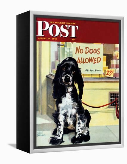 "No Dogs Allowed," Saturday Evening Post Cover, August 24, 1946-Albert Staehle-Framed Premier Image Canvas