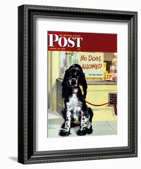 "No Dogs Allowed," Saturday Evening Post Cover, August 24, 1946-Albert Staehle-Framed Giclee Print