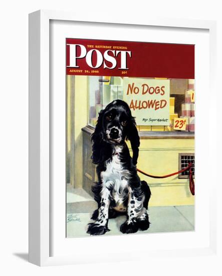 "No Dogs Allowed," Saturday Evening Post Cover, August 24, 1946-Albert Staehle-Framed Giclee Print