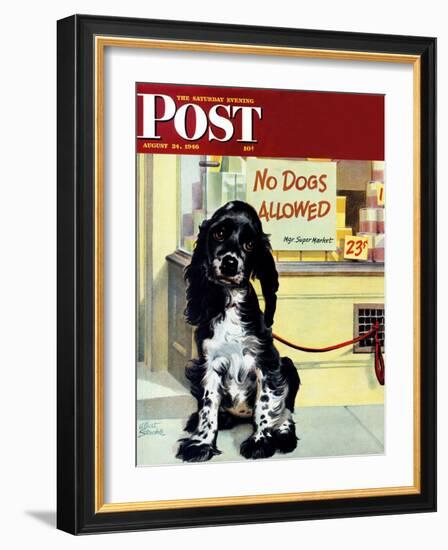 "No Dogs Allowed," Saturday Evening Post Cover, August 24, 1946-Albert Staehle-Framed Giclee Print