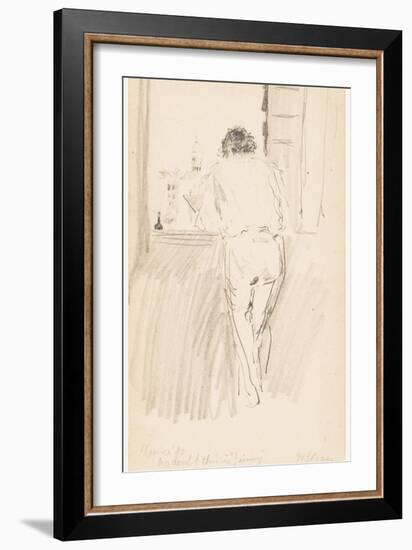 No Doubt this is 'Jimmy', Venice, 1880 (Pencil on Paper)-Robert Frederick Blum-Framed Giclee Print