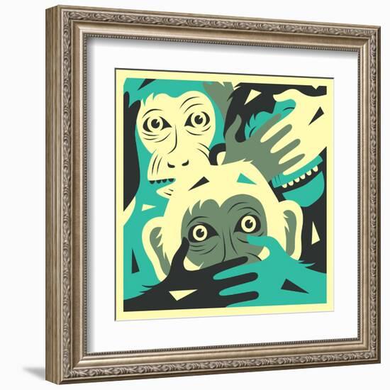 No Evil-Jazzberry Blue-Framed Art Print