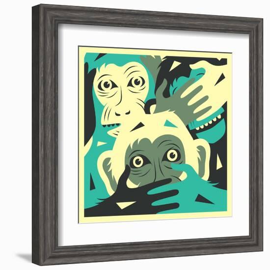 No Evil-Jazzberry Blue-Framed Art Print