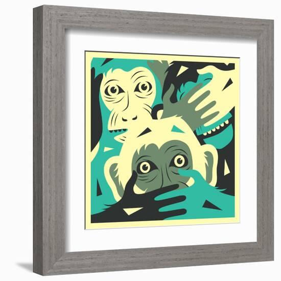 No Evil-Jazzberry Blue-Framed Art Print