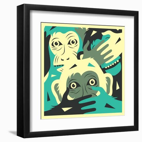 No Evil-Jazzberry Blue-Framed Art Print