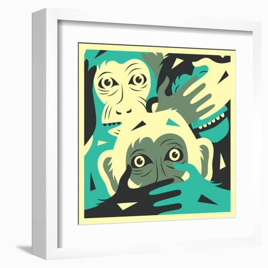 No Evil-Jazzberry Blue-Framed Art Print