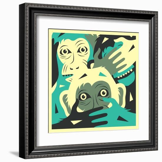 No Evil-Jazzberry Blue-Framed Art Print