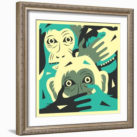 No Evil-Jazzberry Blue-Framed Art Print