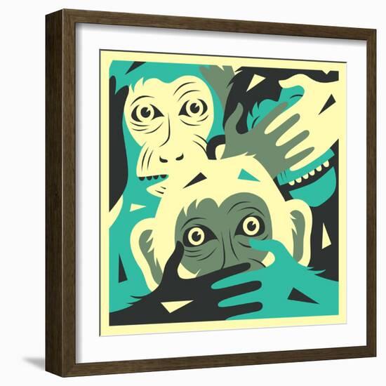 No Evil-Jazzberry Blue-Framed Art Print