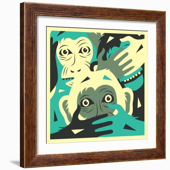 No Evil-Jazzberry Blue-Framed Art Print