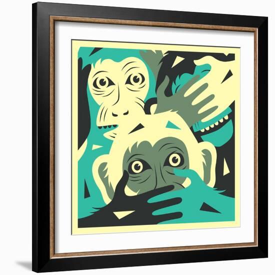 No Evil-Jazzberry Blue-Framed Art Print