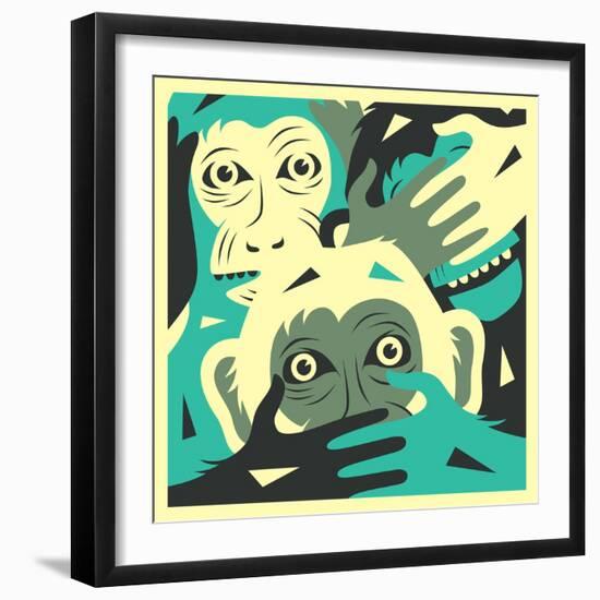 No Evil-Jazzberry Blue-Framed Art Print