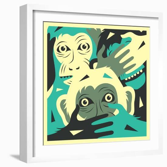 No Evil-Jazzberry Blue-Framed Art Print