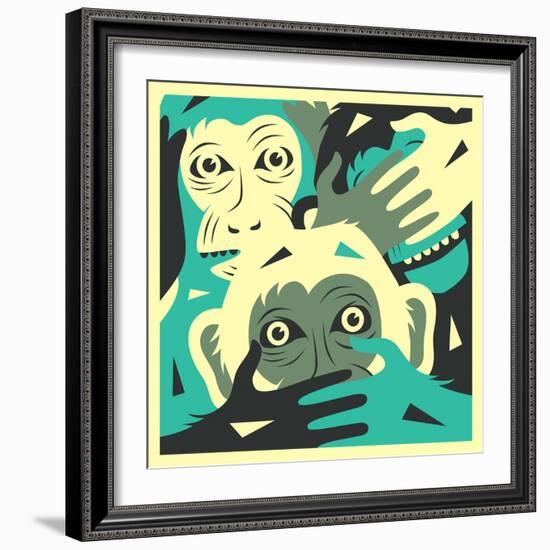 No Evil-Jazzberry Blue-Framed Art Print