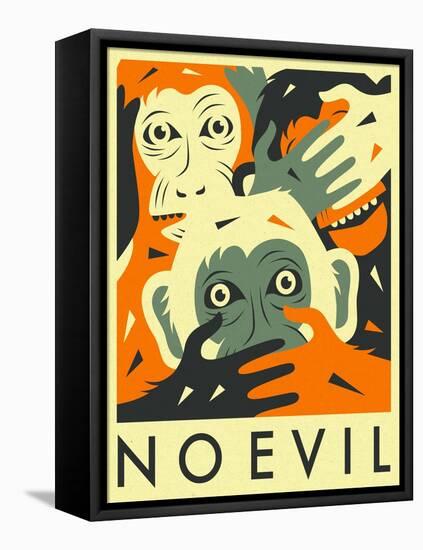 No Evil-Jazzberry Blue-Framed Stretched Canvas