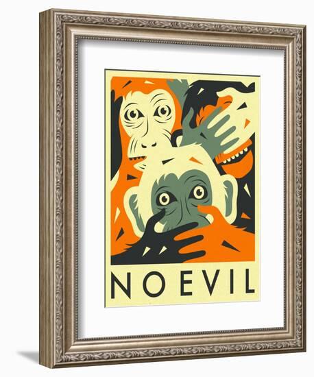 No Evil-Jazzberry Blue-Framed Art Print