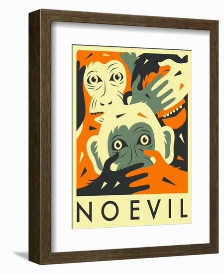 No Evil-Jazzberry Blue-Framed Art Print