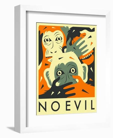 No Evil-Jazzberry Blue-Framed Art Print