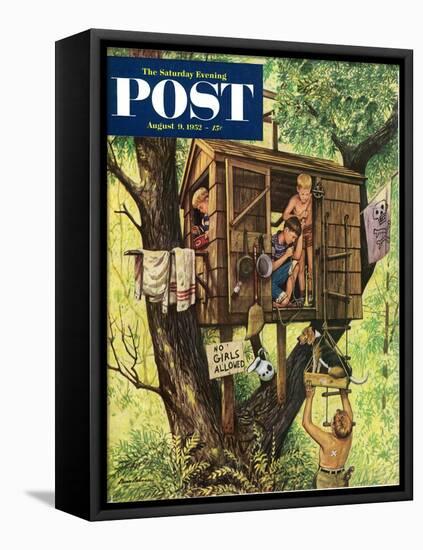 "No Girls Allowed" Saturday Evening Post Cover, August 9, 1952-Stevan Dohanos-Framed Premier Image Canvas