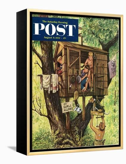 "No Girls Allowed" Saturday Evening Post Cover, August 9, 1952-Stevan Dohanos-Framed Premier Image Canvas