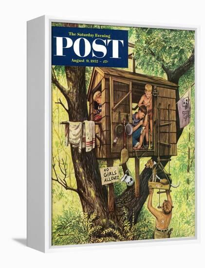 "No Girls Allowed" Saturday Evening Post Cover, August 9, 1952-Stevan Dohanos-Framed Premier Image Canvas