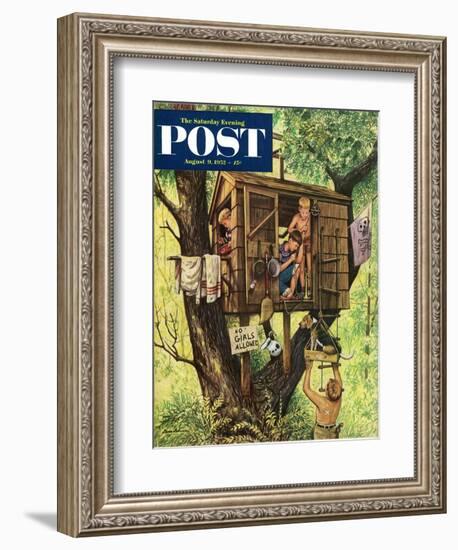 "No Girls Allowed" Saturday Evening Post Cover, August 9, 1952-Stevan Dohanos-Framed Giclee Print